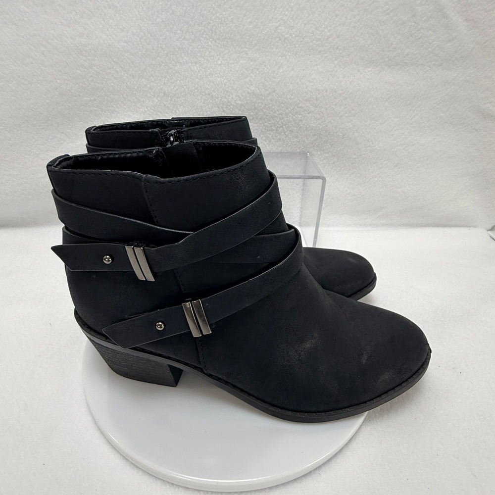 UNR8ED Ankle Boots Women 4M Black Moto Goth Strappy Chic Edgy Booties